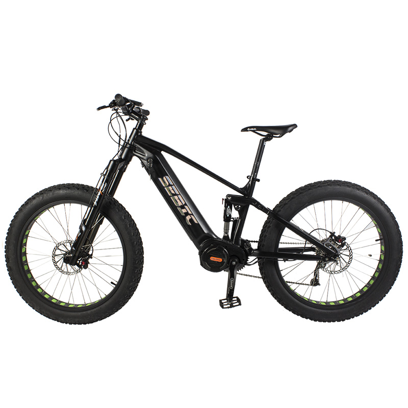 SEBIC 26″ 48V 1000W mid motor 17.5Ah 9 speed full suspension mountain electric bike（Model：EXTREME 4.0）