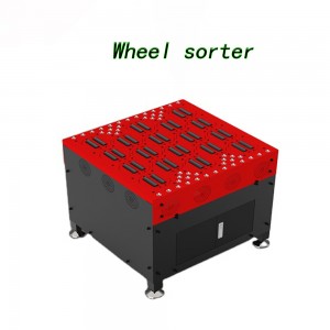 Automatic parcel sort machine wheel sorter in Ecommerce logistics distribution center swivel wheel sorter