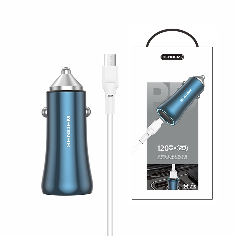 China D10- PD+120W Dual USB car charger Manufacturer and Supplier