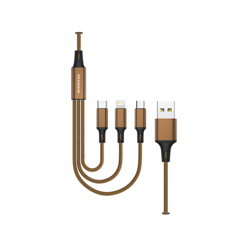 Kabel USB M10S–3w1-100W 3w1 w oplocie materiałowym 6A