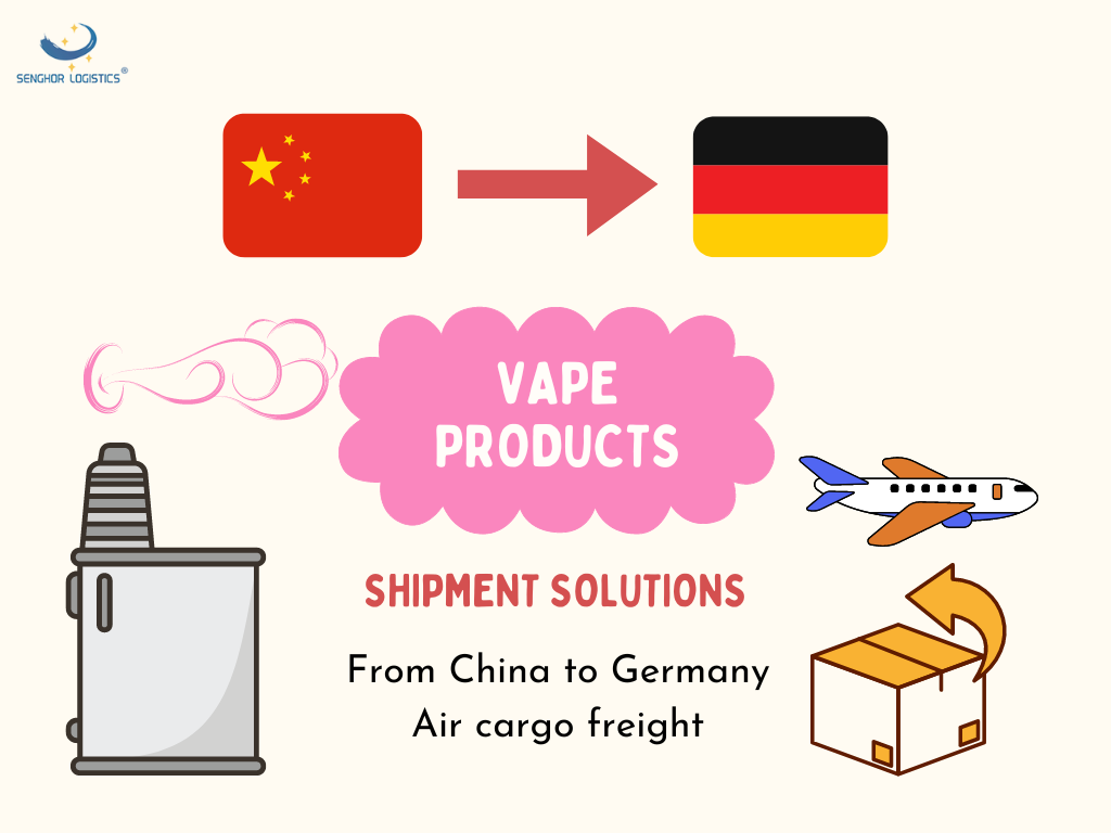 1 Vape products shipment solutions shipping from China to Germany air cargo freight by Senghor Logistics