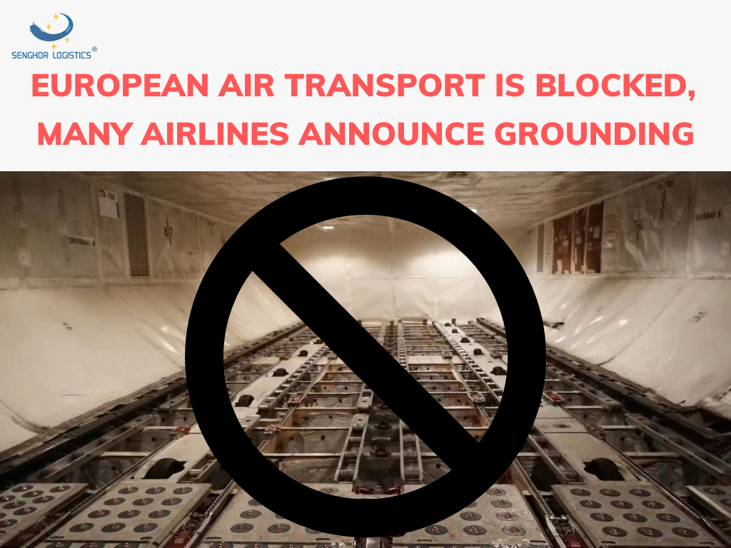 European air transport is blocked, and many airlines announce grounding