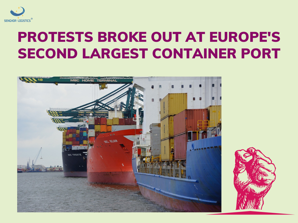 Protests broke out at Europe’s second largest container port, causing port operations to be severely affected and forced to shut down