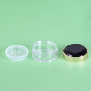 Round Clear Plastic Powder Container Loose Powder Jar with Sifter