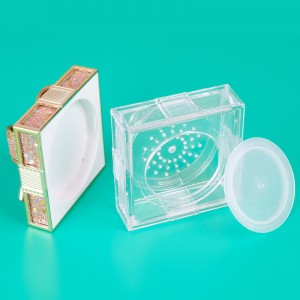 Gold Square Luxury Gift Design Plastic Loose Powder Jar