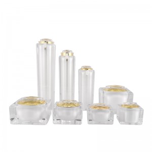 Factory supplied Cosmetic Jar Glass Bamboo - Luxury Square White Gold Black Cosmetic Jars Bottle Cream Container –  Sengmi