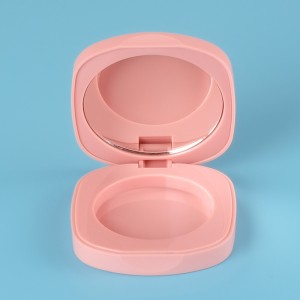 Magnetic Pink Square Powder Container Compact Case with Mirror