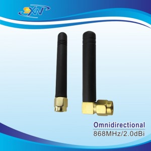 SMA R/A plug mount stubby whip antenna, 868MHz, SMA Connector
