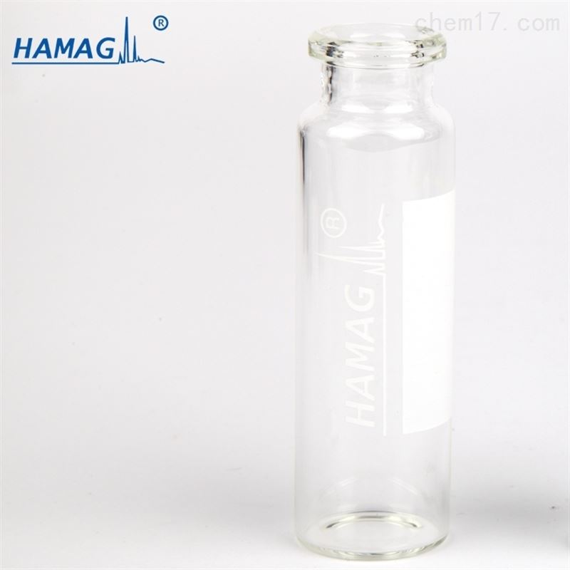 HAMAG bottle diameter 20mm 20ml crimp top clear headspace vial flat bottom borosilicate for GC GCMS instrument with aluminum caps Featured Image