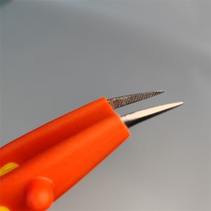VDE 1000V Insulated Precision Tweezers (Bent tip with teeth)