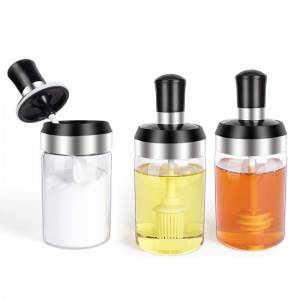 Glass Condiment Jars with Two-in-One Lids