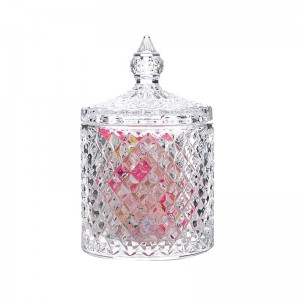 Custom Crystal Deco Food Storage Canister Glass Candy Jar With Lid