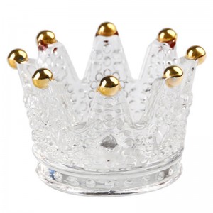 Home Wedding Decoration Clear Glass Crown Candle Holder