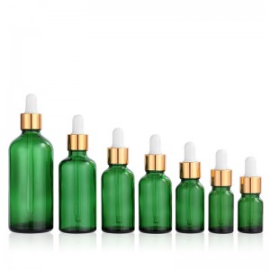 Cosmetic packaging green dropper bottle