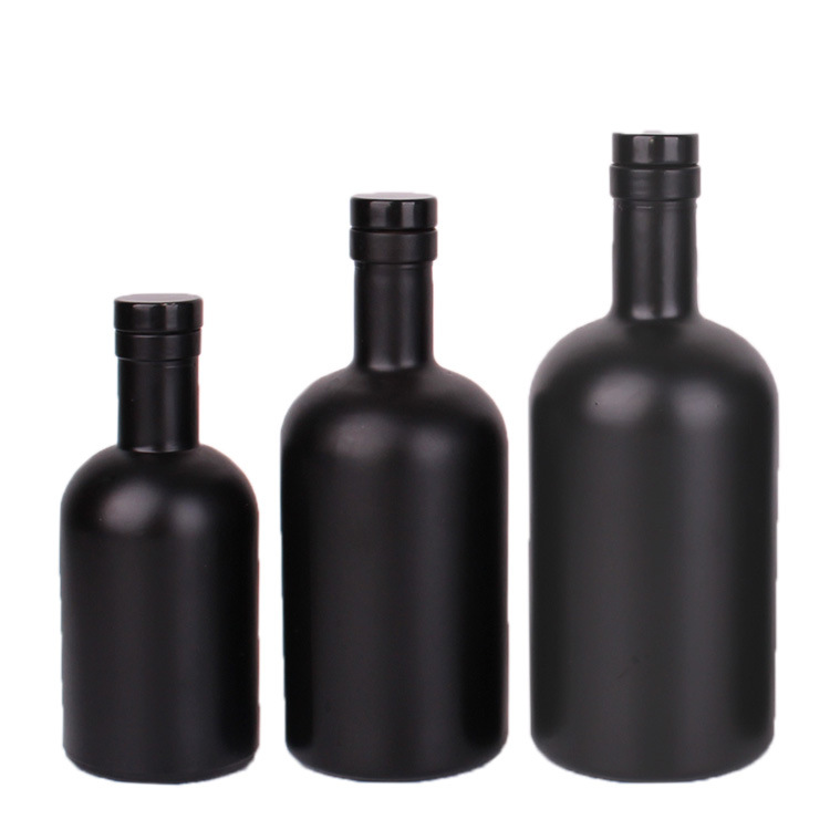 Customized empty black 750ml glass wine bottle with cork top lid Featured Image