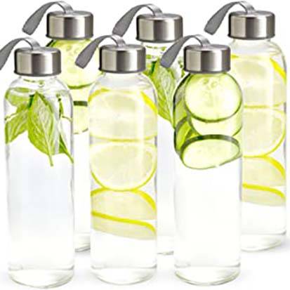 Glass  water bottle  with  nylon protective sleeves  ,airtight  screw top lids Featured Image