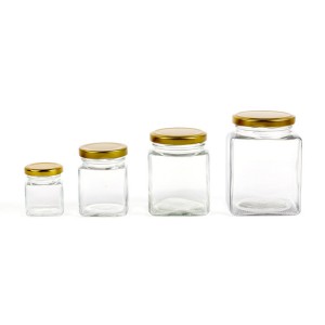 Square storage jar with lid