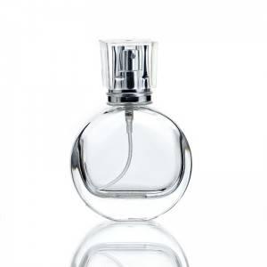 25ML Portable Flat Round Glass Spray Perfume Bottle