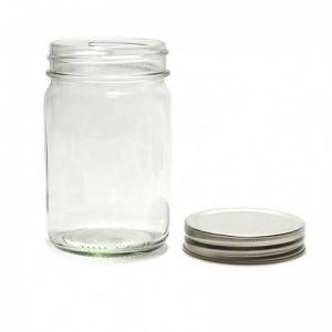 Glass Mason Jar with Silver Screw Cap