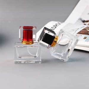 30/50ML Portable Square Glass Spray Perfume Bottle with Double Lid
