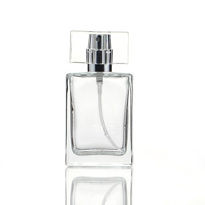 35/50ML Portable Square Glass Spray Perfume Bottle with Flat Lid Featured Image