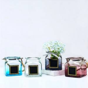Transparent Gradient Square Glass Vase