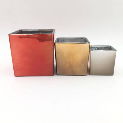 Square color electroplating glass candle holder Featured Image