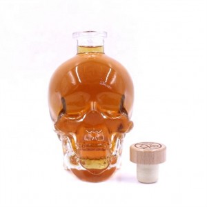 Factory Hot sale 400ml Skull Glass Wine Bottle With Cork Lid