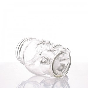 12oz Skull Shape Mason Jar Glass Cups With Handles with Lids and Straws