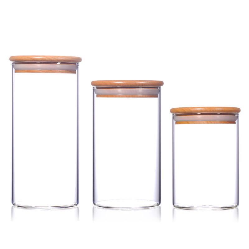 Eco-friendly Heat Resistance Borosilicate Food  Glass Storage Jar with Bamboo Lid Featured Image