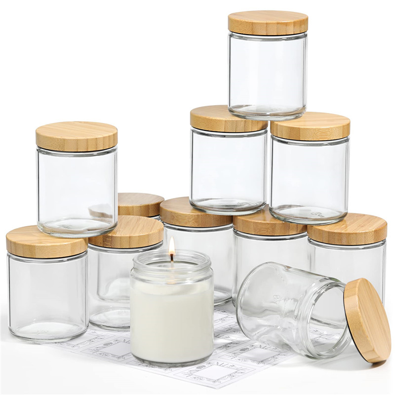 Shangrun 8 Oz Thick Glass Jars With Bamboo Lids 1