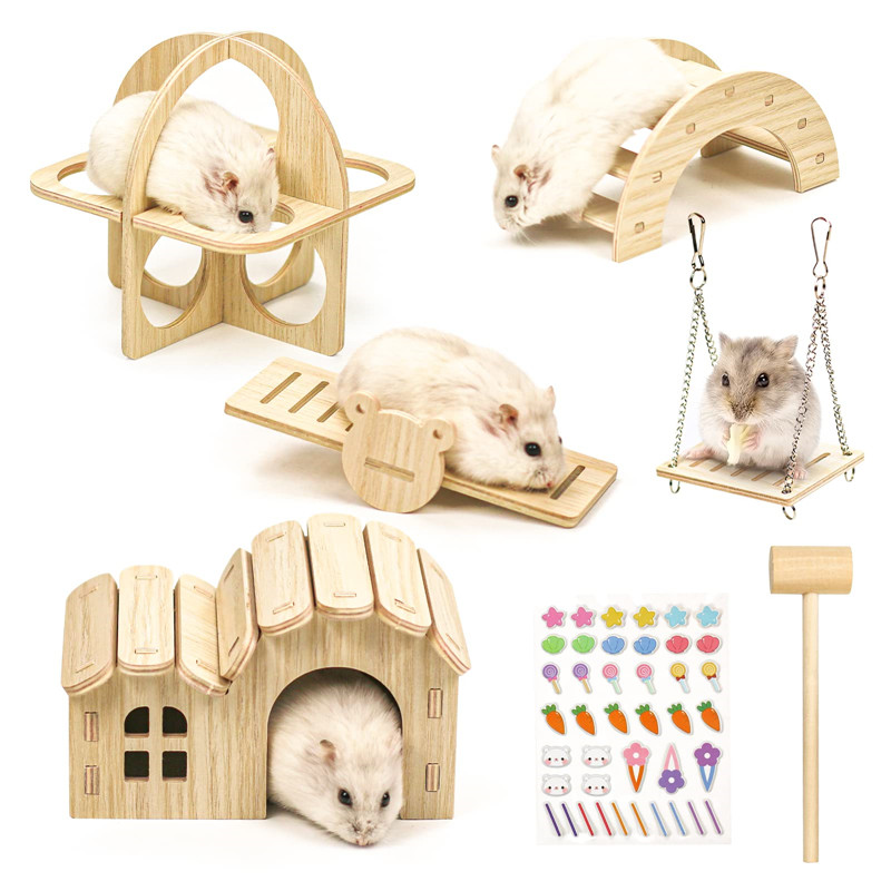 Shangrun Hamster House Diy Wooden Gerbil Toy 1