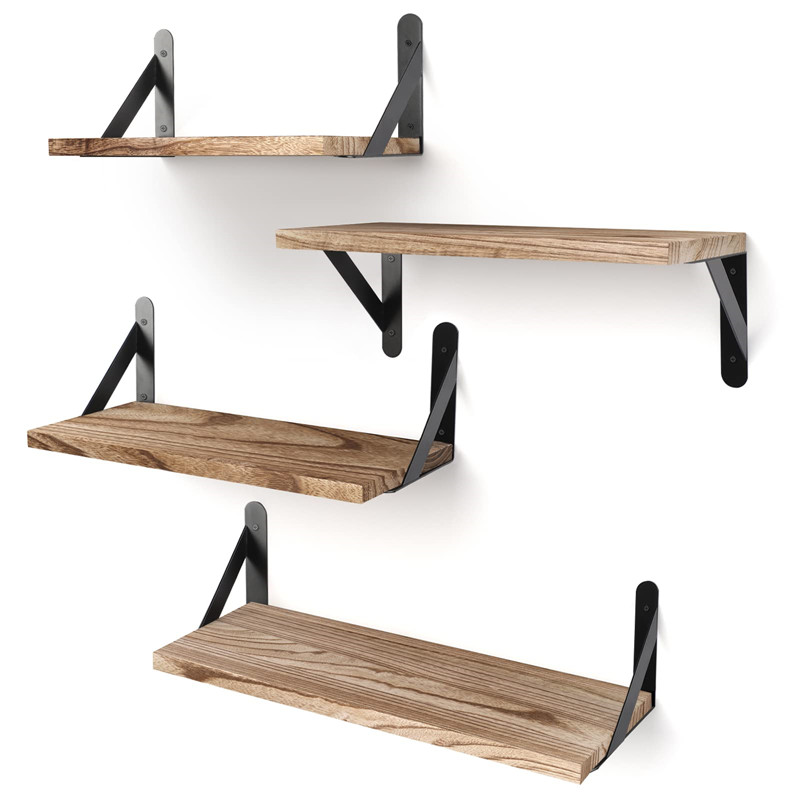 Shangrun Rustic Wood Shelves 4 Sets Of Wall Mounted Shelf 1
