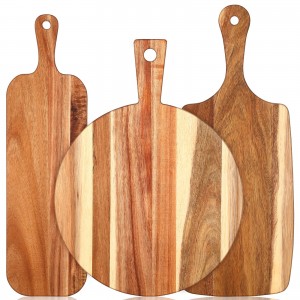 Shangrun 3 Pcs Acacia Wood Cutting Board na may Handle