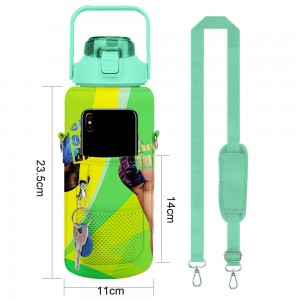 Gym Half Gallon Sublimation Water Bottle Uban sa Carry Sleeve Phone Holder Ug Strap