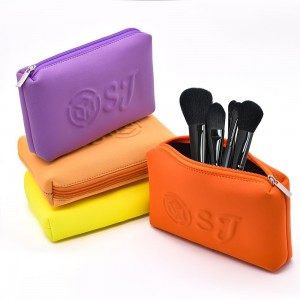 Lila Kosmetik-Organizer-Taschen, kleine Reise-Make-up-Aufbewahrungstasche, Neopren-Reißverschlusstasche