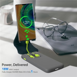8 Tahun Hadiah Promosi Eksportir Portable Fast Charging External Polymer Battery Power Pack up USB Pd 10000mAh Mobile Power Bank with Built in Kabel Wireless