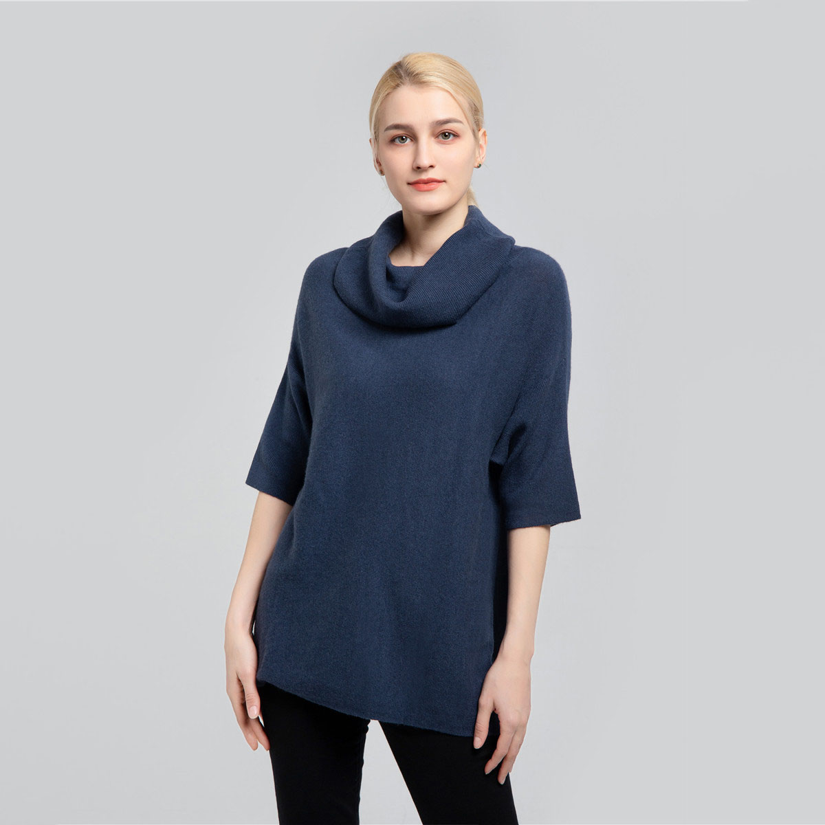 Turtleneck cashmere sweater with short sleeve SFW-P08