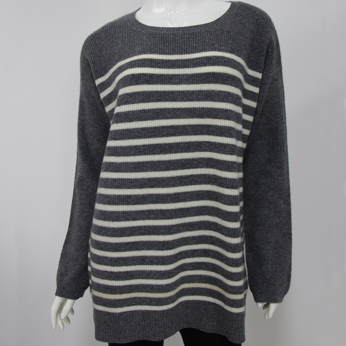 Stripe Cashmere Pullover Sweater W-36