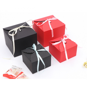 Wholesale simple baked pastry packaging box drawer paper box gift box candy paper box with ribbon Christmas snack box