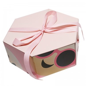 Folding gift box With ribbon cosmetic gift box holiday gift box Foldable octagonal gift box