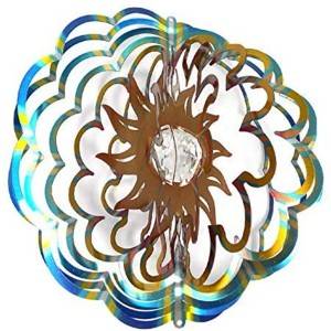 Multi-colored 3D crystal SUN wind spinner