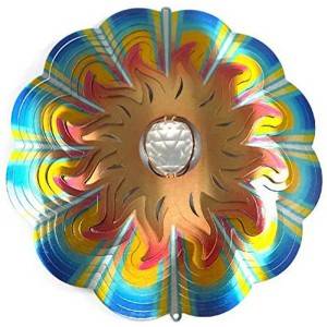 Multi-colored 3D crystal SUN wind spinner
