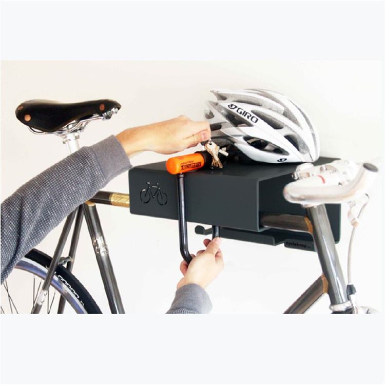 2021 Latest Design Toilet Tissue Holder With Shelf - Modern Custom Multi-function Bicycle Rack Wall Mounted Metal Shelf Key Lock Sport Accessories Helmet Bike Rack Bicycle Rack – Shengrui