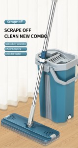 Household cleaning flat mop scratch mop cloth replace pad mop bucket color box floor cleaning tools hand-free self-squeeze bucket mop spin 360 magic with bucket