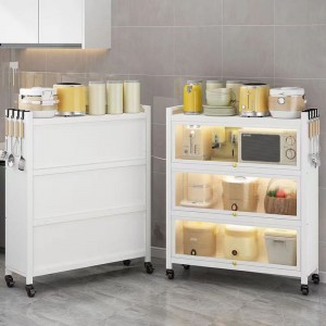 Kitchen Storage Cabinet with flap Door Multifunctional storage cabinet 4-layer metal household appliances shelf cabinet