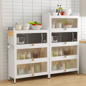 2023 New Type Kitchen Storage rack Hole Board dining side Cabinet Kitchen Shelf With Flipping-up Dustproof Door Kitchen Lockers