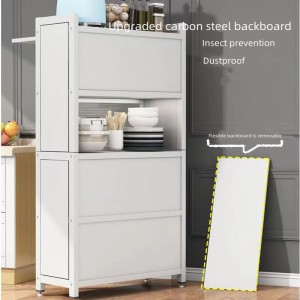 Kitchen Storage Cabinet with wheels multi-functional storage cabinet 3/4/5 layer metal with PC door household appliances shelf cabinets