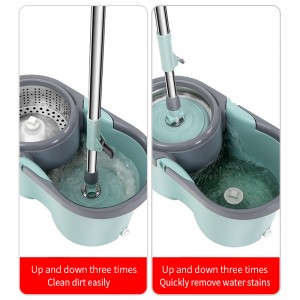 Microfiber pin Mop and bucket Floor Cleaning System Floor Mop Stainless steel Mop Handle with 2 pcs of mop cloth