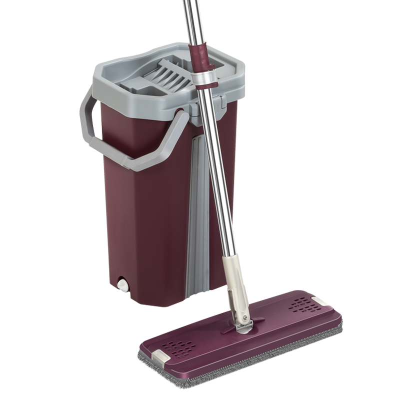 Flat Squeeze Magic Automic Floor Mop and Bucket Set for Home Floor Cleaning Hands Free Floor Flat Mop Stainless steel Handle With Dirty Water Sep